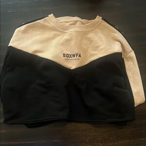 White Fox Boutique Black and Cream Sweatshirt